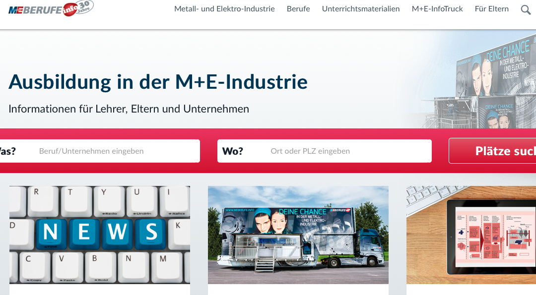 M&E Berufe Internetseite