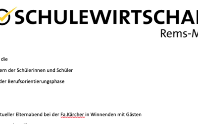 Virtueller Elternabend bei der Fa.Kärcher in Winnenden mit Gästen