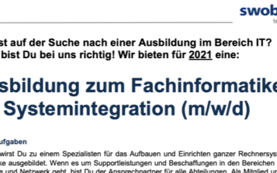 Ausbildung zum Fachinformatiker für Systemintegration (m/w/d)