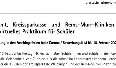 Berufsorientierung in den Faschingsferien trotz Corona / Bewerbungsfrist bis 10. Februar 2021