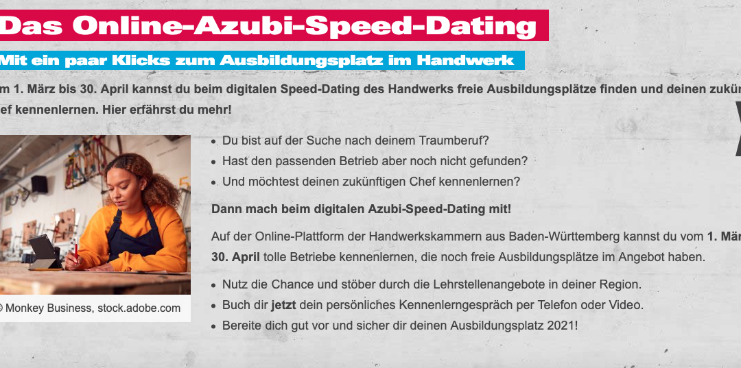Azubi-Speed-Dating vom 01.03.2021 – 30.04.2021