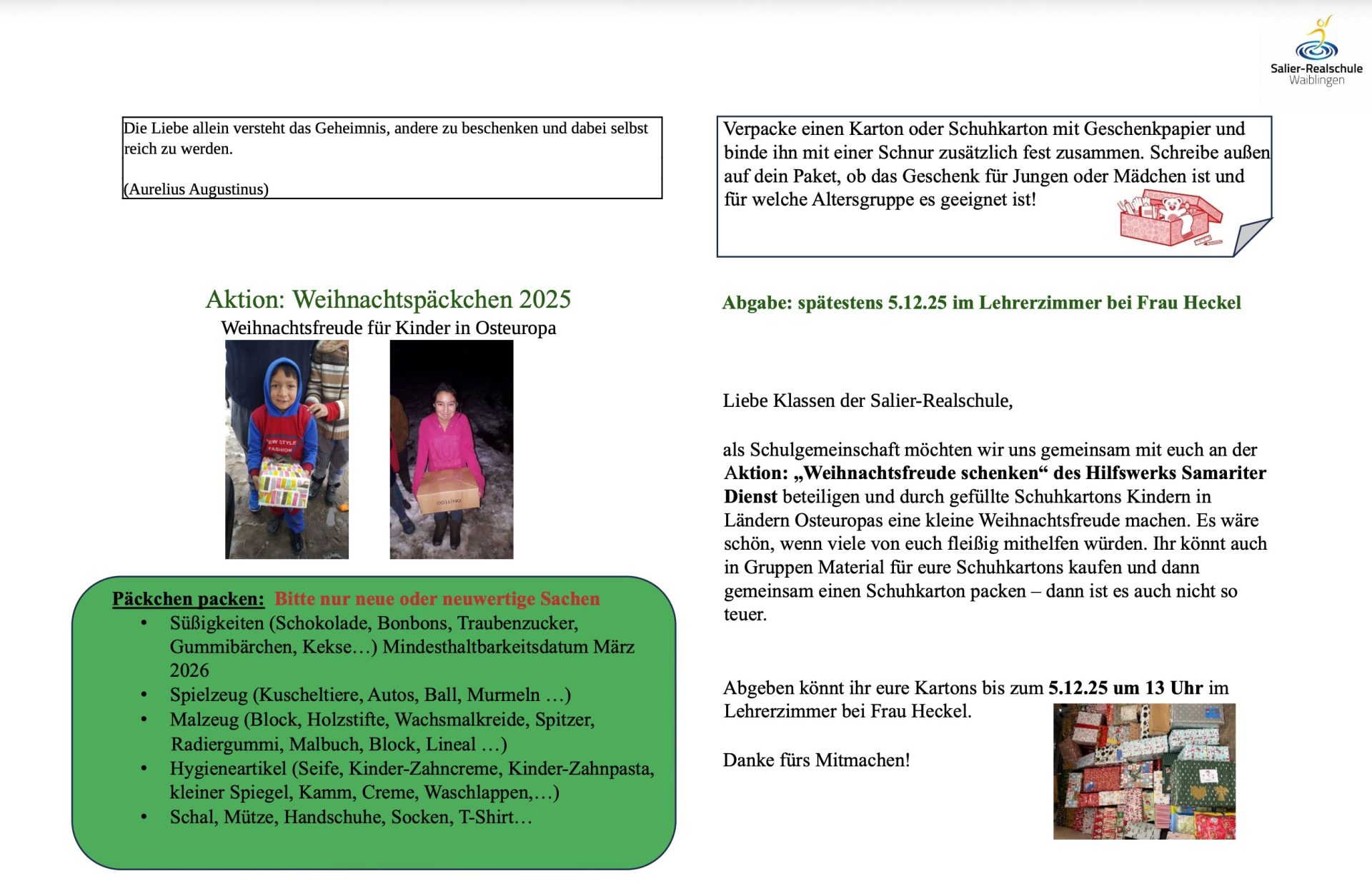 Weihnachtspäckchen 2025 Weihnachtspäckchen 2025